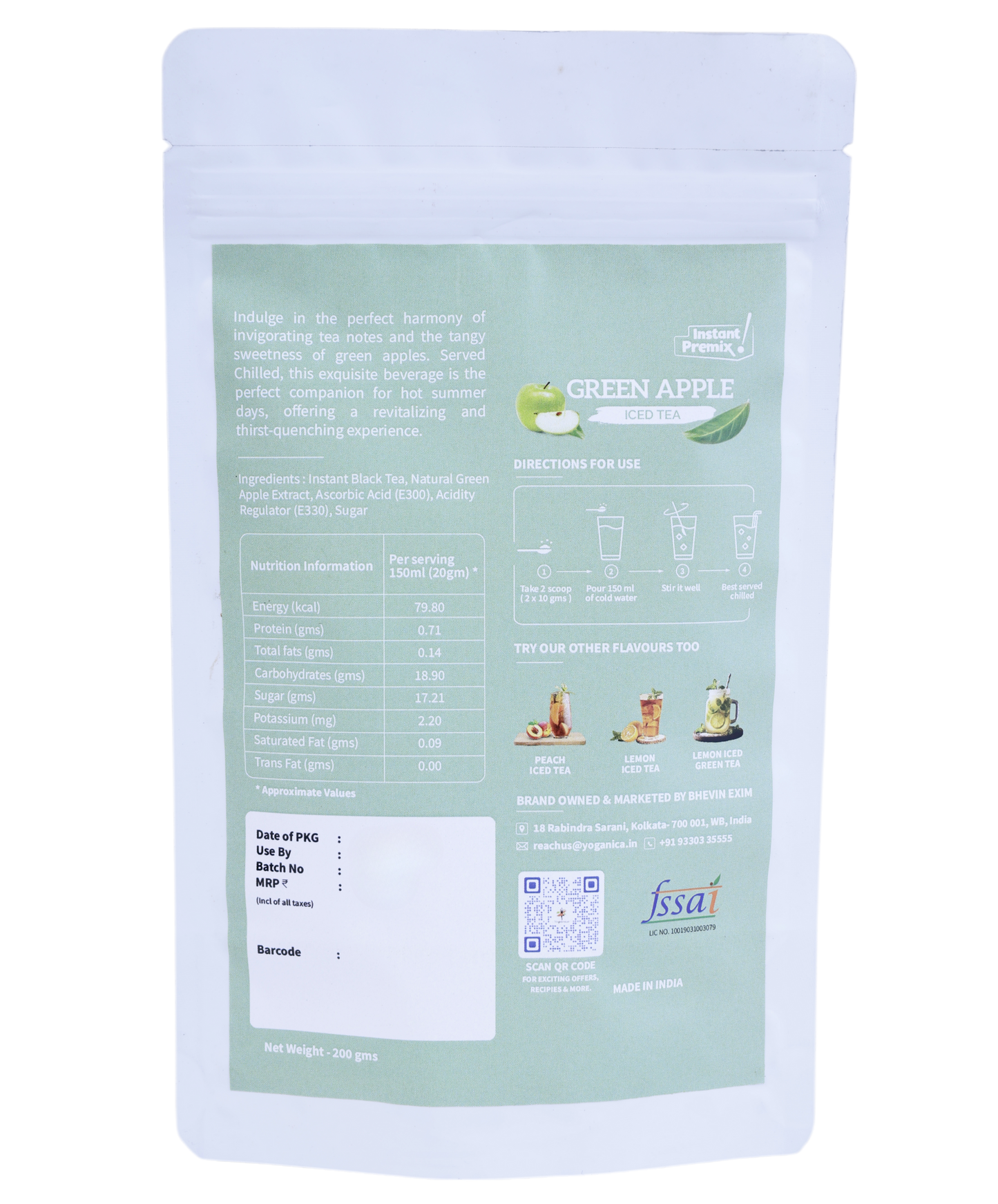 Instant Green Apple Iced Tea Powder | Crisp & Fruity Flavour | Refreshing Ready-to-Mix Cold Drink | Perfect Summer Beverage