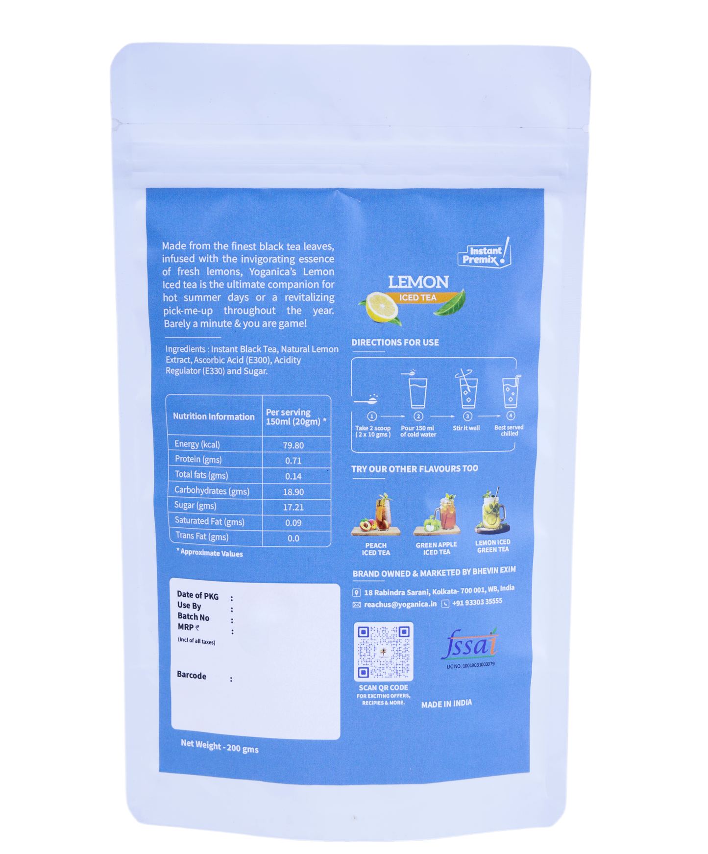 Instant Lemon Iced Tea Powder | Classic & Bold Flavour | Refreshing Ready-to-Mix Cold Drink | Perfect Summer Beverage