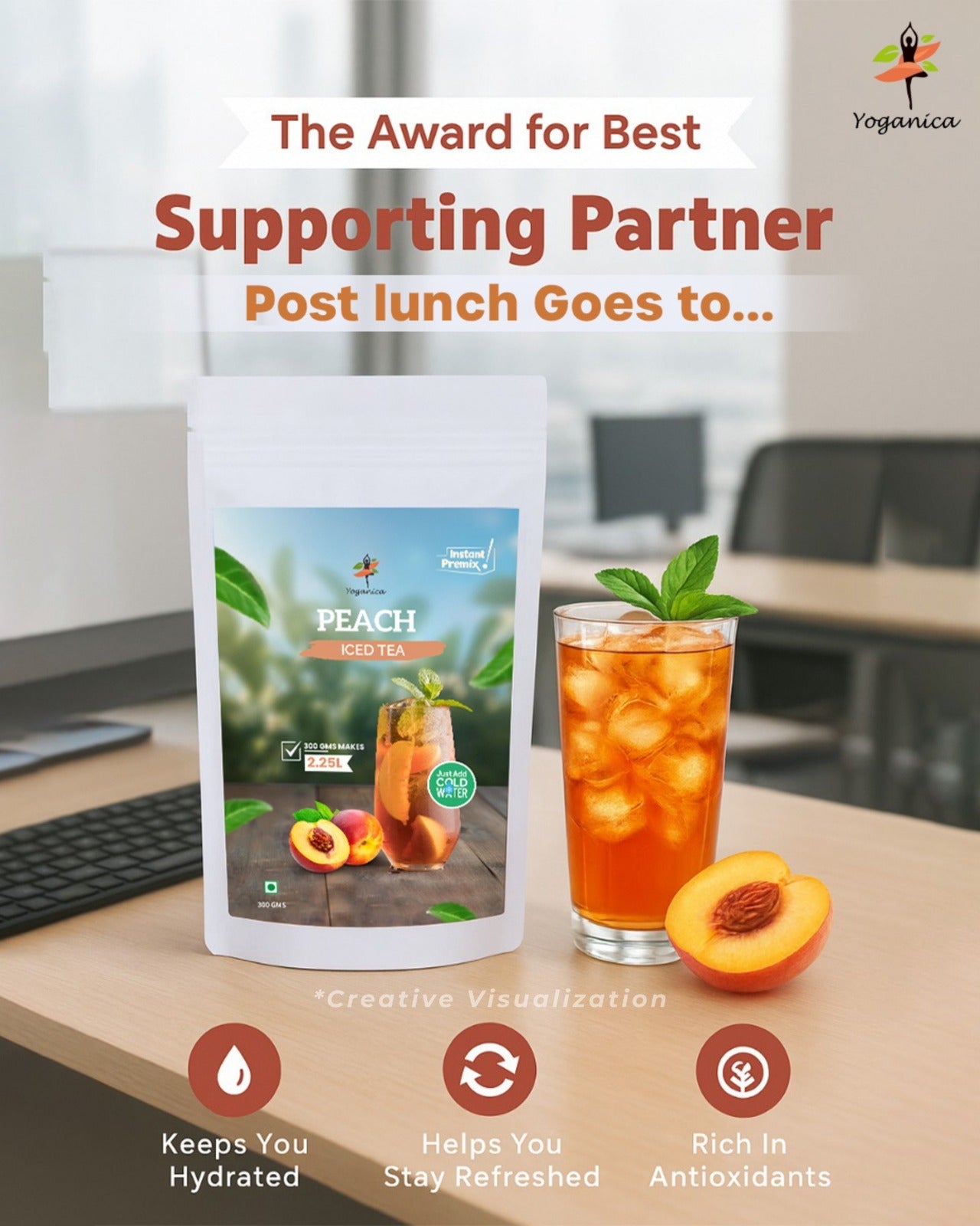 Instant Peach Iced Tea Powder | Sweet Fruity Flavour | Refreshing Ready-to-Mix Summer Drink | Perfect Iced Beverage