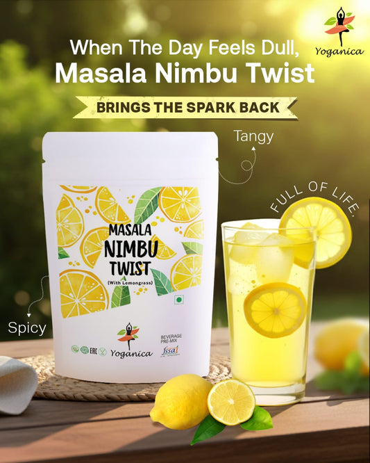 Masala Nimbu Twist Premix | Instant Lemon Masala Drink with Lemongrass | 25 Cups | Natural Hydration, Detox & Digestion Cooler | Refreshing Ready-Mix Nimbu Pani