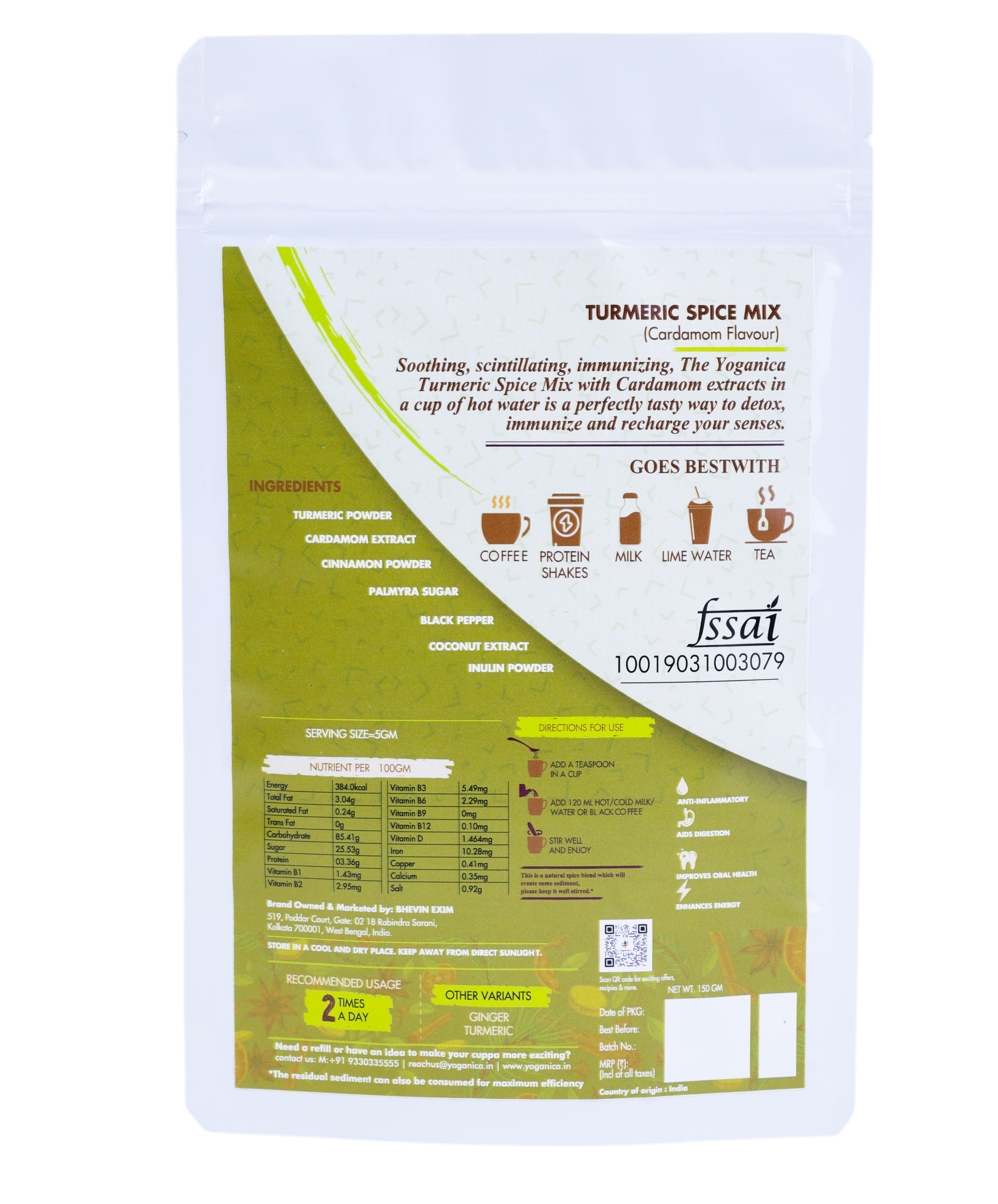 Instant Turmeric Cardamom Latte Mix – 150g