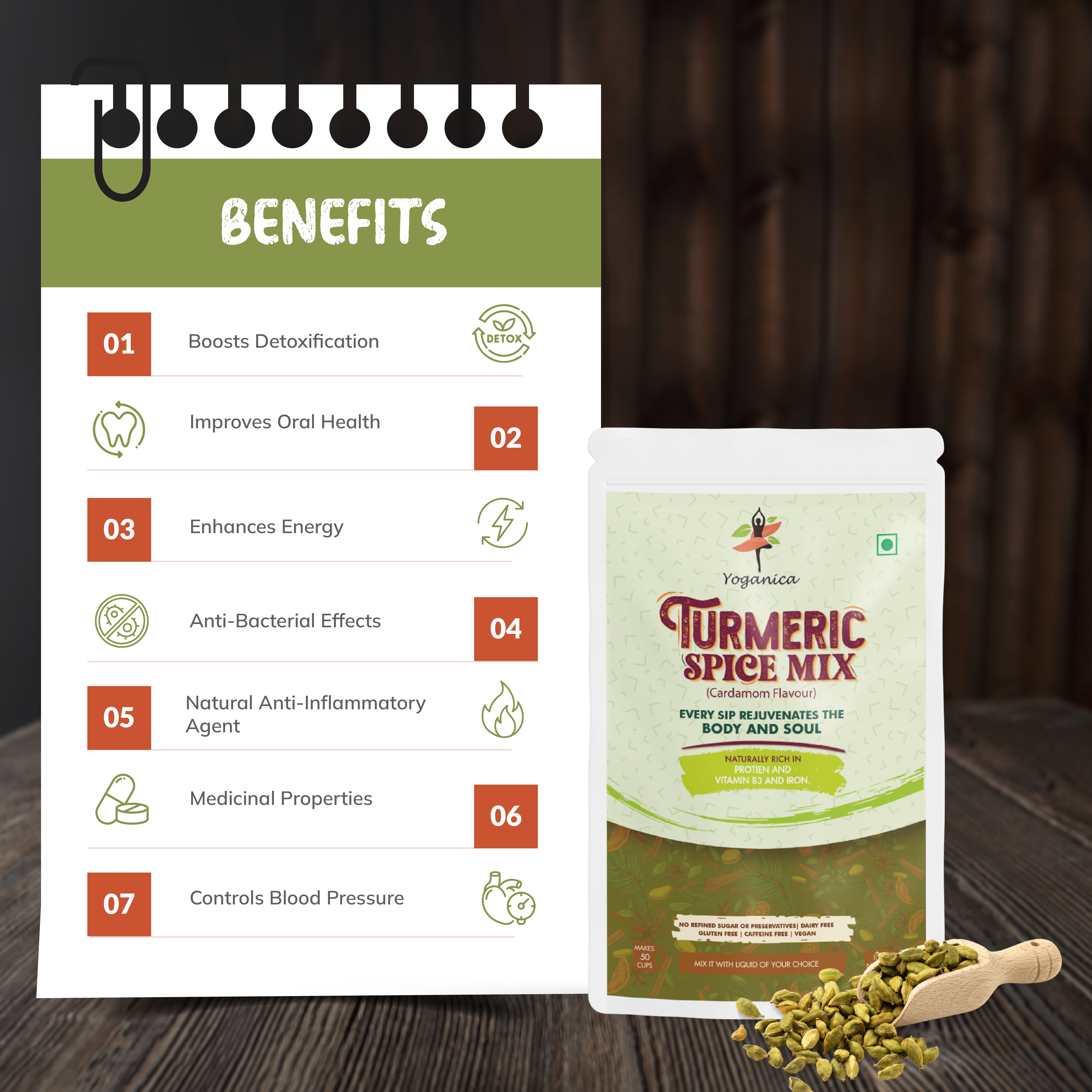 Instant Turmeric Cardamom Latte Mix – 150g