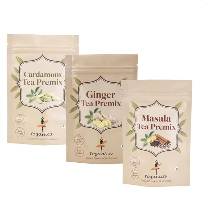 Instant Hot Milk Tea Premix Combo Pack – 3 Flavours (100g Each) | Aromatic Masala, Elaichi & Ginger Tea